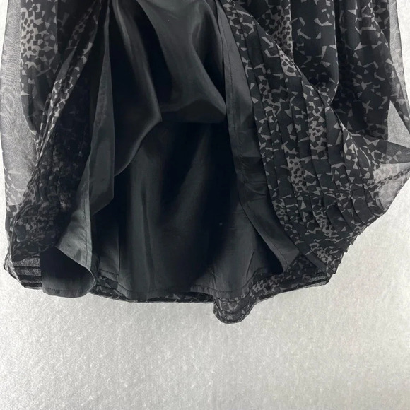Shoshanna Dress Size 4 Silk Chiffon Geometric A-Line Mini Flutter Sleeve Black - Picture 7 of 12